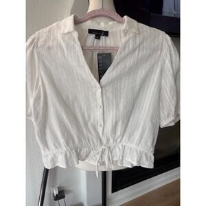 Broadway 38 Women's White Cropped Blouse M 6-10 NEW
